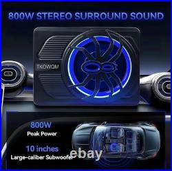 Slim Subwoofer, 10 800W, Built-in Car/Track Audio Amplifier Blue Ambient Light