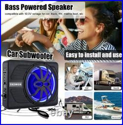 Slim Subwoofer, 10 800W, Built-in Car/Track Audio Amplifier Blue Ambient Light