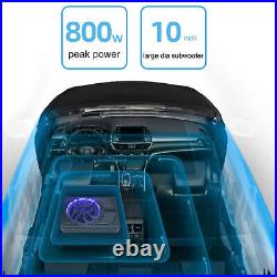 Slim Underseat Powered Car Subwoofer 10in 800W With LED Atmosphere Light