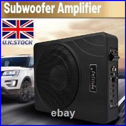 UK 10'' Car Subwoofer Active Underseat Bass Box Audio Sub Speaker Amplifier 600W