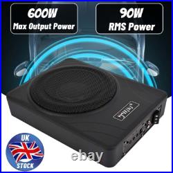 UK 10'' Car Subwoofer Active Underseat Bass Box Audio Sub Speaker Amplifier 600W