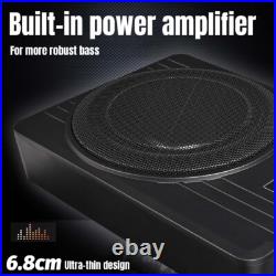 UK 10'' Car Subwoofer Active Underseat Bass Box Audio Sub Speaker Amplifier 600W