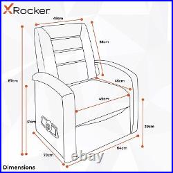 X ROCKER Premier Jr Audio Gaming Armchair 2.1 Speakers Under Seat Storage BLACK